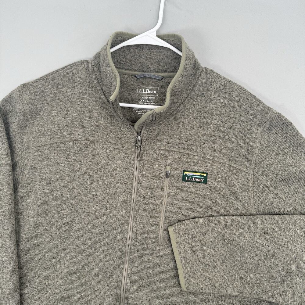LL Bean Men's 2XL Tall Slightly Fitted Sweater Fleece Full Zip Jacket Gold Ochre